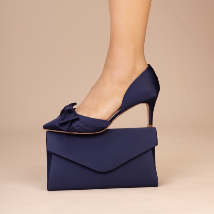 Perfect Bridal Simone Midnight Satin Envelope Clutch Bag