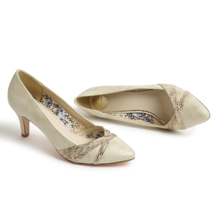 Perfect Bridal Nellie Gold Snakeskin Detail Court Shoes