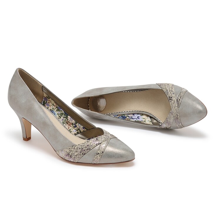 Perfect Bridal Nellie Silver Snakeskin Detail Court Shoes