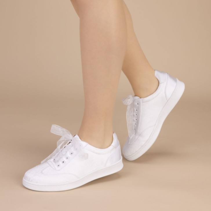 Perfect Bridal Scarpe da ginnastica da sposa in pizzo Paisley Avorio Chantilly