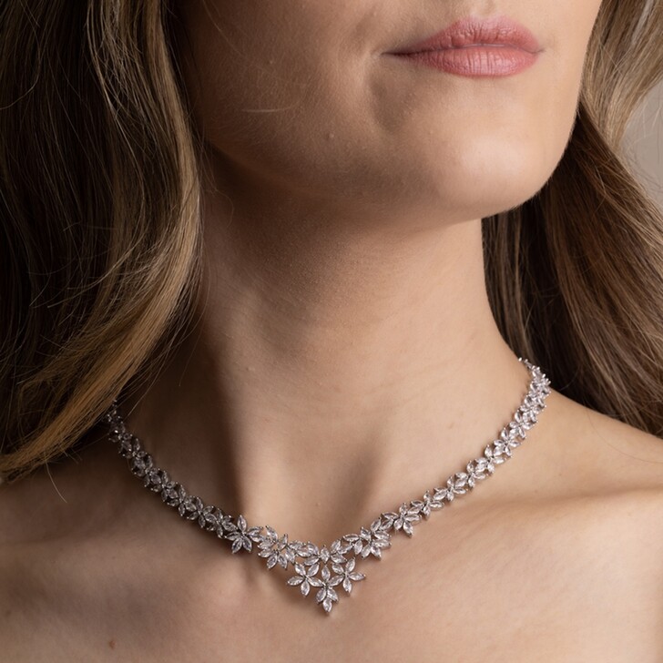 Perfect Bridal Palmer Platinum Plated Statement Earring & Necklace Set