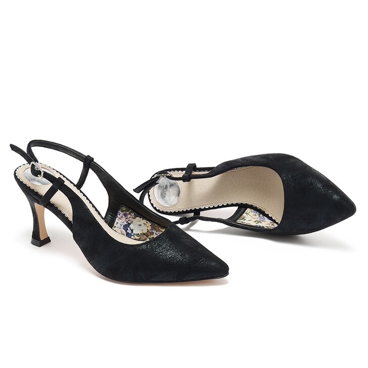 Perfect Bridal Patsy Black Pointed Slingback Court Shoes