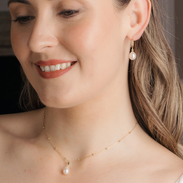 Perfect Bridal Porto Gold Pearl Drop Earrings