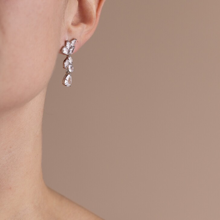 Perfect Bridal Rio Platinum Plated Cubic Zirconia Statement Drop Earrings