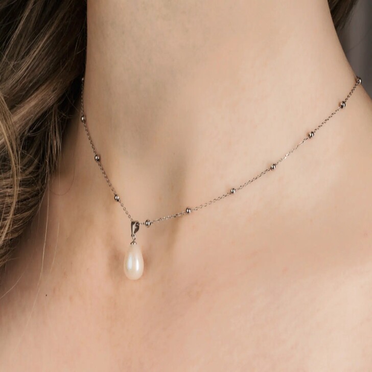 Perfect Bridal Seville Silver Pearl Back Drop Necklace