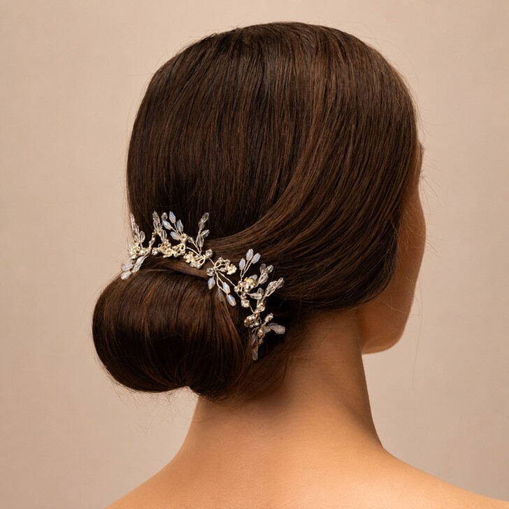 Perfect Bridal Silver & Opal Beaded Floral Crystal Bridal Hair Vine
