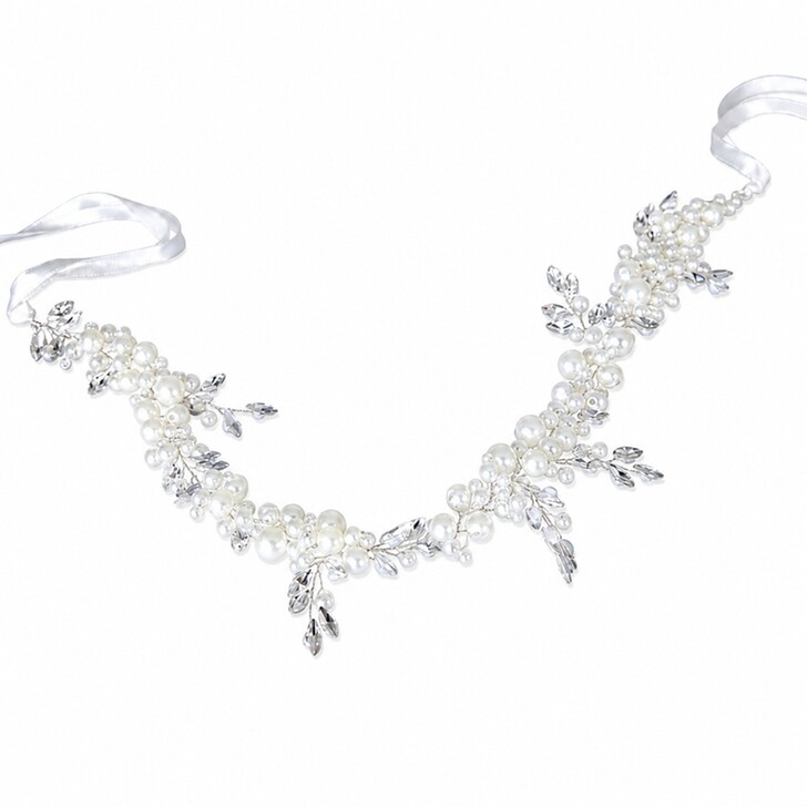 Perfect Bridal Silver Crystal & Pearl Bridal Hair Vine