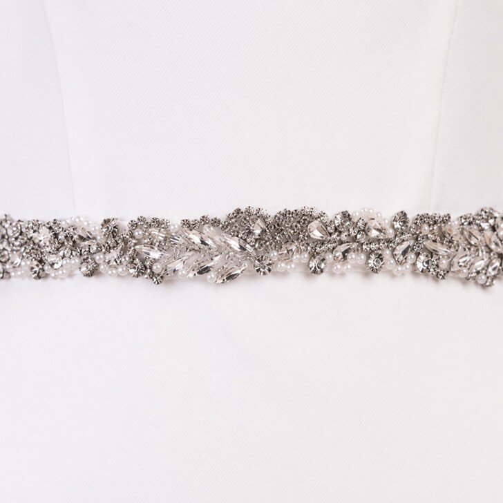 Perfect Bridal Silver Diamante Crystal Pearl Bridal Belt