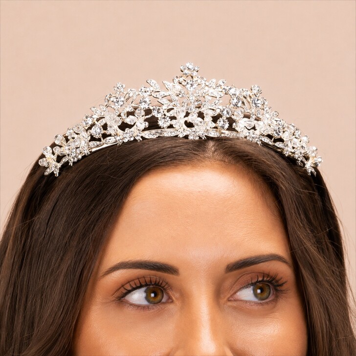 Perfect Bridal Silver Shimmering Crystal & Beaded Bridal Tiara