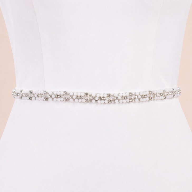 Perfect Bridal Slim Crystal & Beaded Bridal Belt
