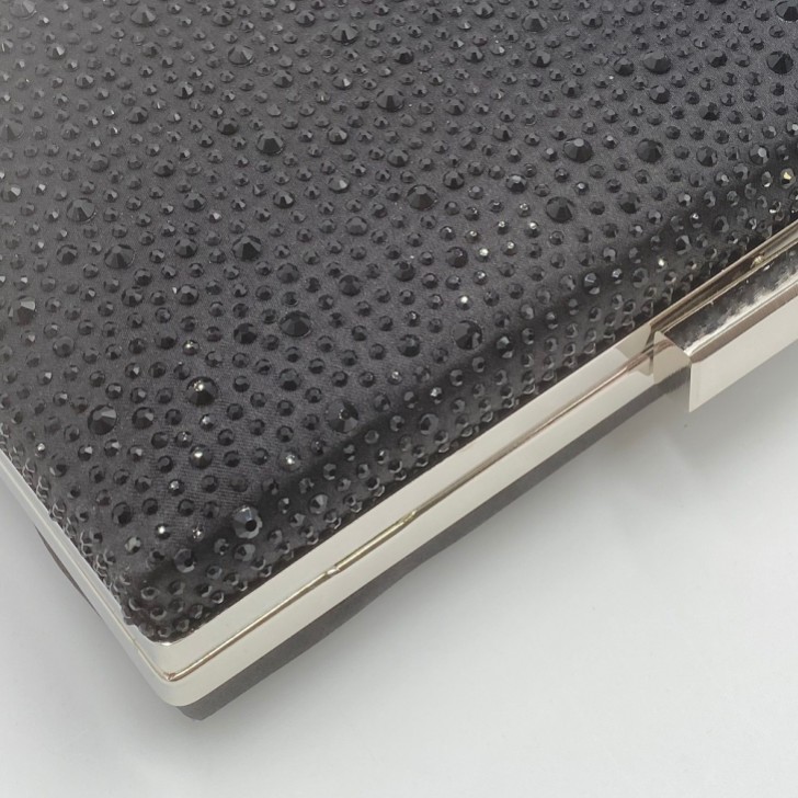 Perfect Bridal Sorrel Black Sparkly Diamante Box Clutch Bag