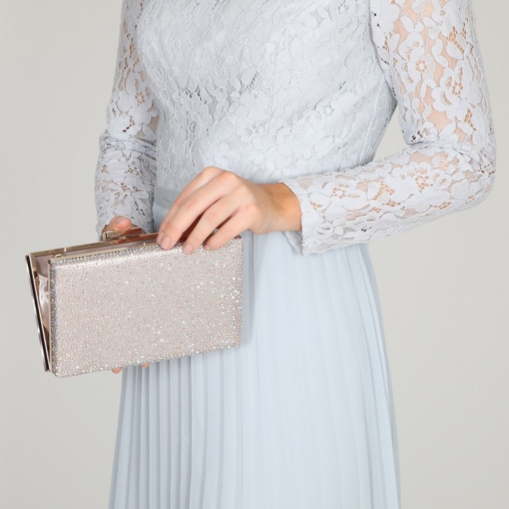 Perfect Bridal Sorrel Taupe Sparkly Diamante Box Clutch