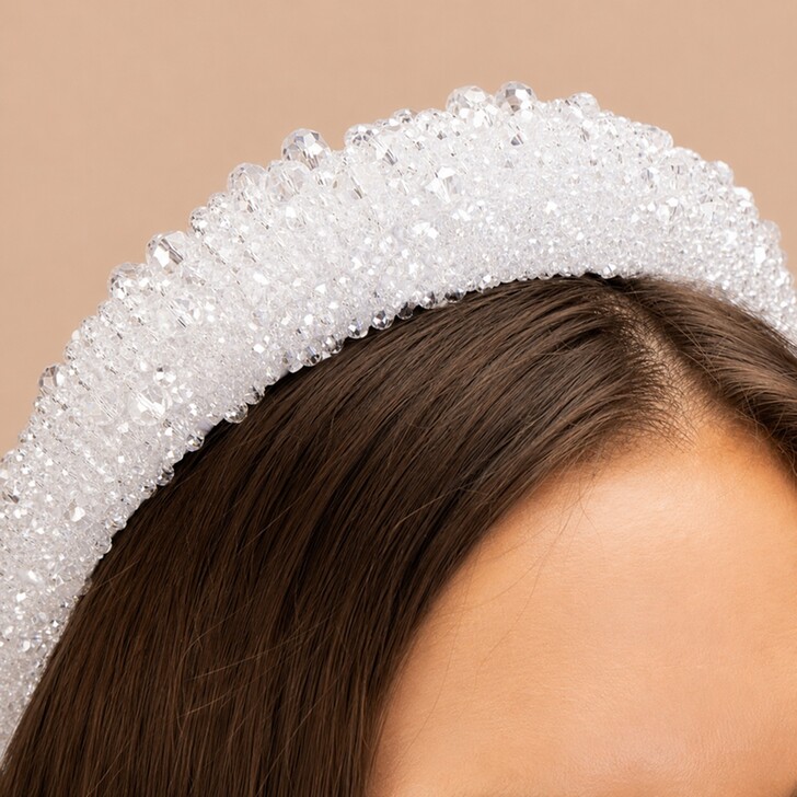 Perfect Bridal Sparkling Clear Crystal Padded Bridal Headband