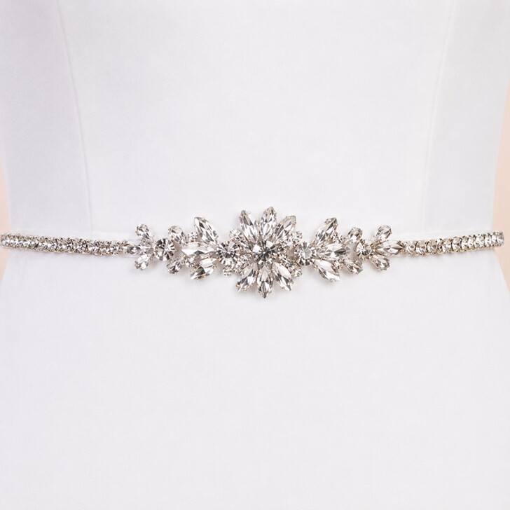 Perfect Bridal Super Slim Crystal Blossom Bridal Belt