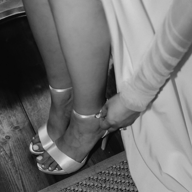 Perfect Bridal Tiffany Dyeable Ivory Satin High Heel Ankle Strap Platform Sandals