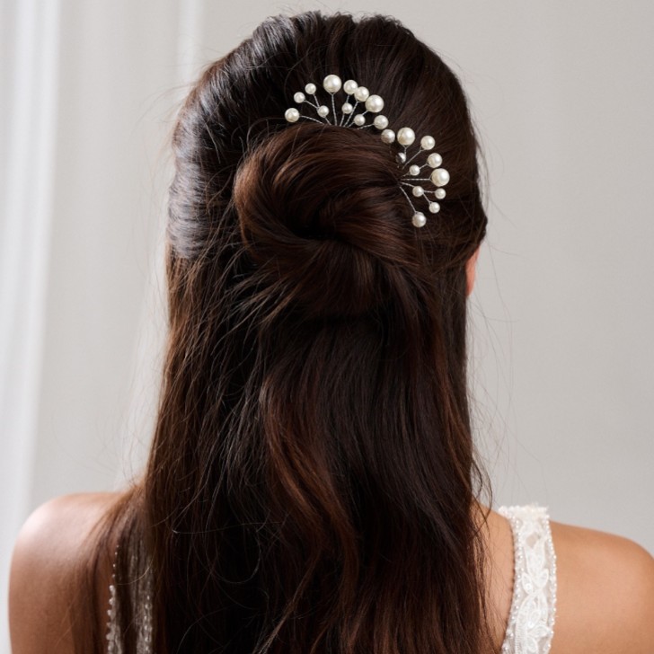 Polly Ivory Pearl Spray Wedding Hair Pin
