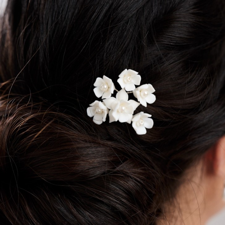 Posy Ivory Pearl Flowers Bridal Hair Pin
