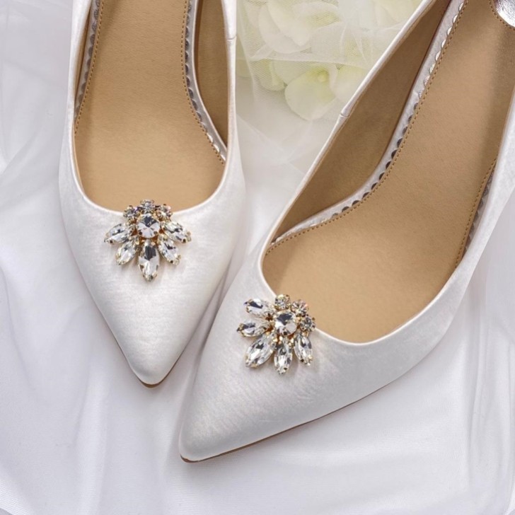 Precious Gold Crystal Shoe Clips