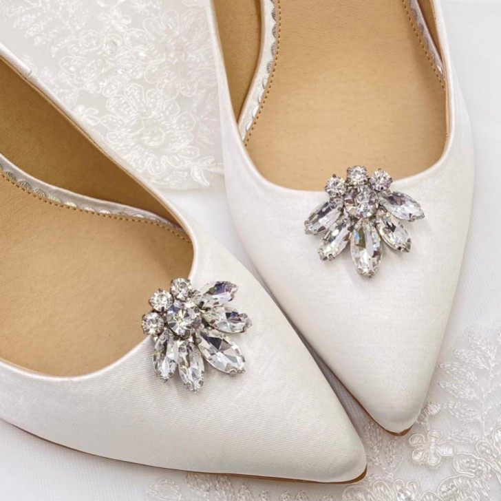 Precious Silver Crystal Shoe Clips