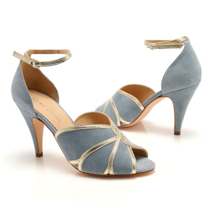 Rachel Simpson Mary Blau Wildleder Vintage inspiriert Peep Toe Sandalen