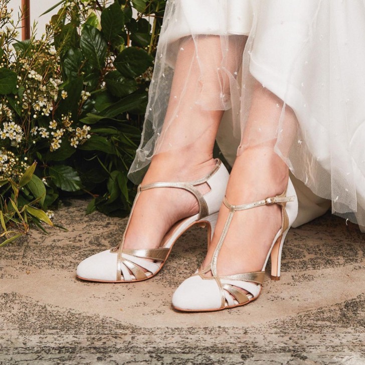 Rachel Simpson Paloma Ivory Suede Vintage T-Bar Shoes