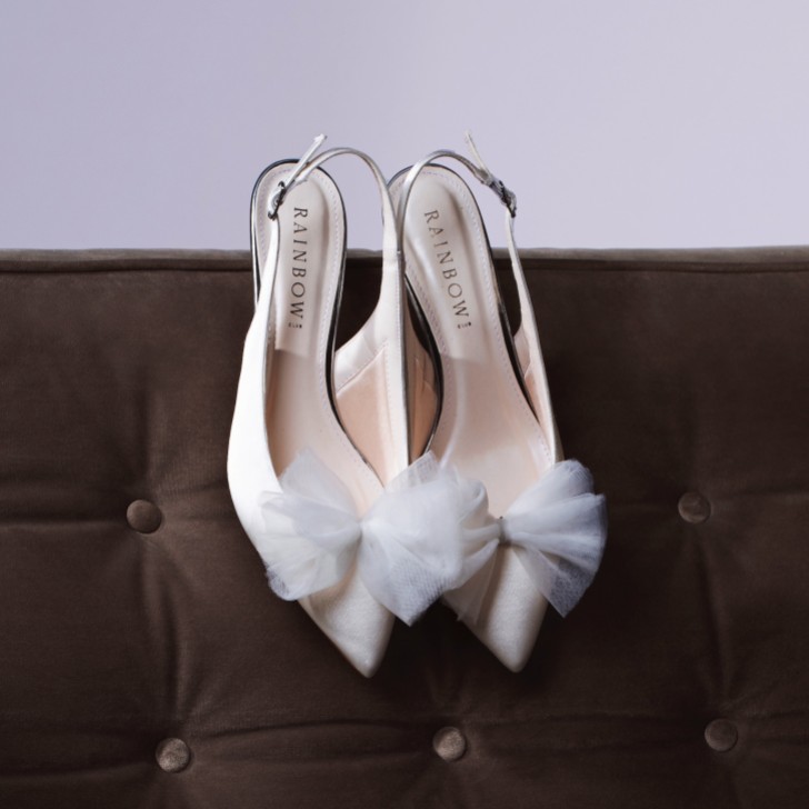 Rainbow Club Blair Ivory Chiffon Bow Shoe Clips