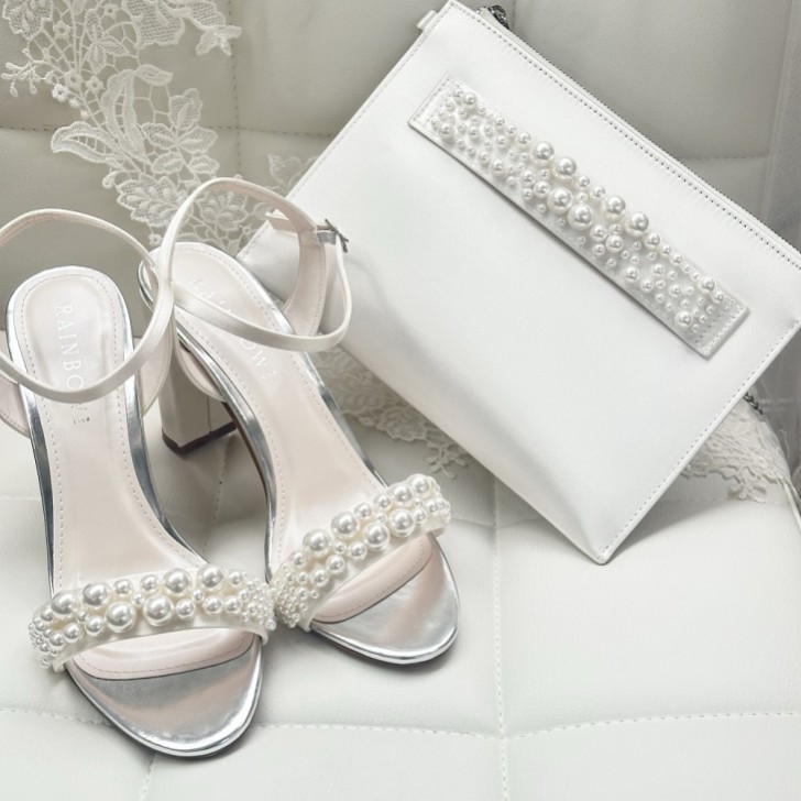 Rainbow Club CeCe Ivory Satin and Pearl Clutch Bag