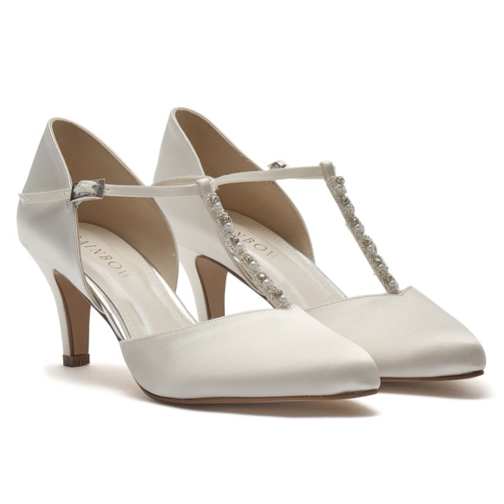 Rainbow Club Cordelia Dyeable Ivory Satin T-Bar Wedding Shoes