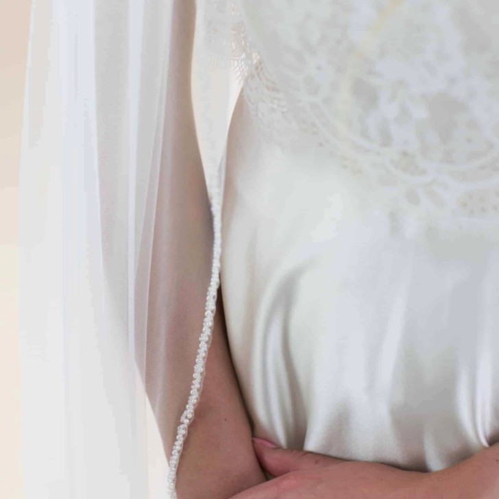 Rainbow Club Elderflower Ivory Pearl Edge Veil