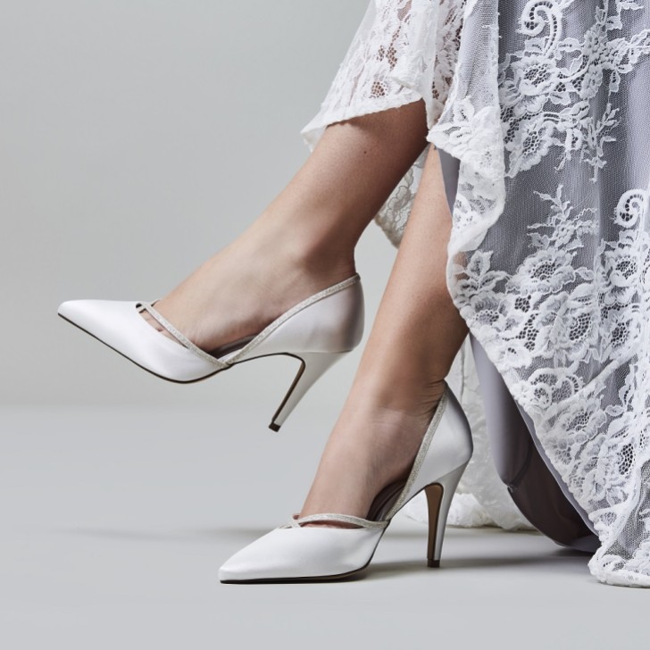 Rainbow Club Georgia Dyeable Ivory Satin and Silver Glitter Court Shoes