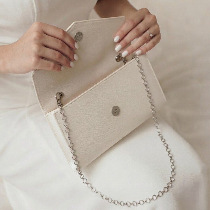 Rainbow Club Glenda Dyeable Ivory Satin Envelope Clutch Bag