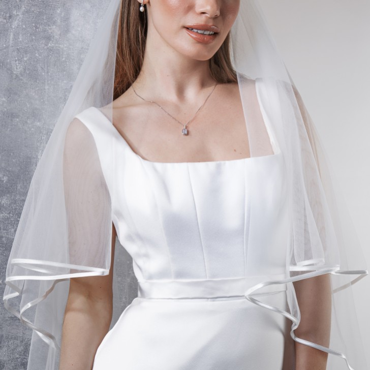 Rainbow Club Jessamy Ivory Two Tier Satin Edge Veil