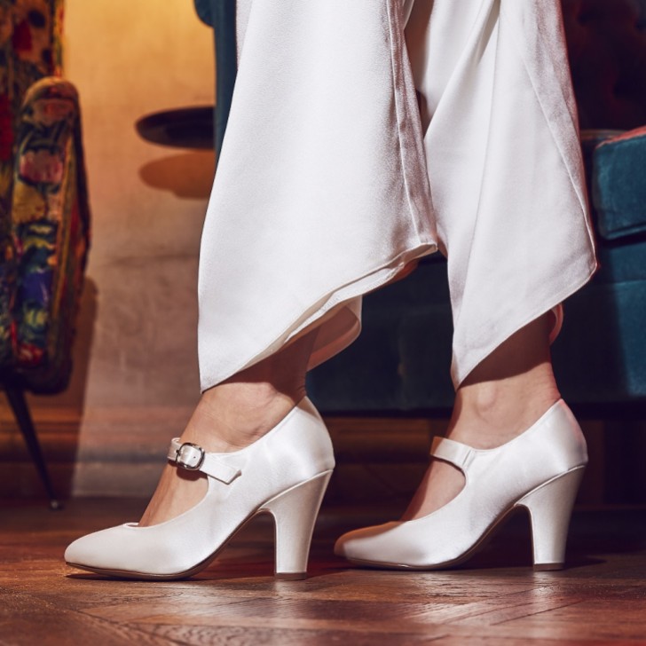 Rainbow Club Madeline Dyeable Ivory Satin Mary Jane Wedding Shoes