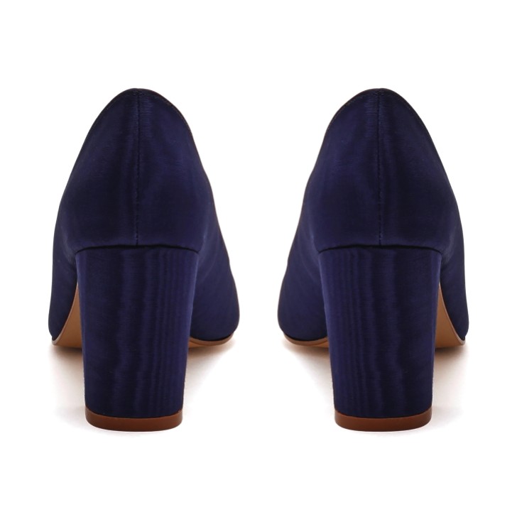 Rainbow Club Maeve Navy Moiré Block Heel Court Shoes