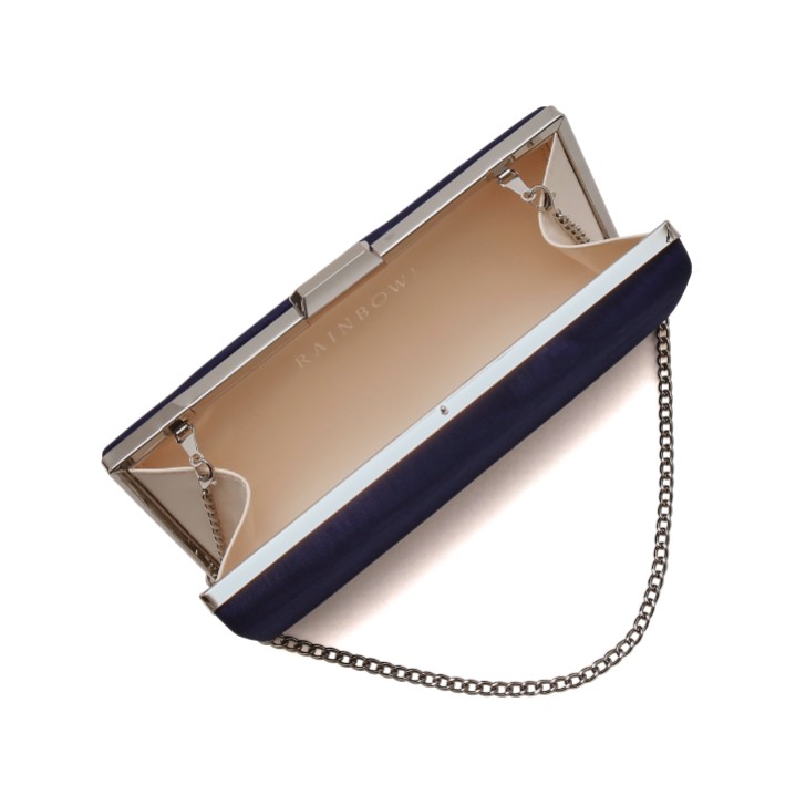 Rainbow Club Reign Navy Moiré Box Clutch Bag