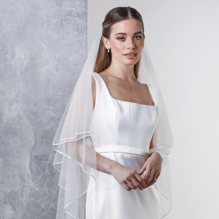 Rainbow Club Tosca Ivory Two Tier Russian Braid Edge Veil