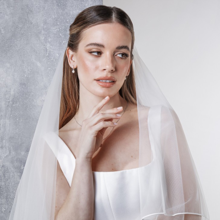 Rainbow Club Tosca Ivory Two Tier Russian Braid Edge Veil