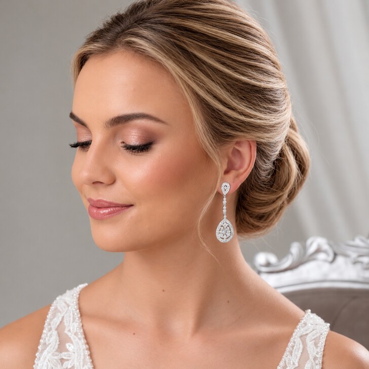 Brincos tipo lustre com zircónia cúbica, inspirados no estilo vintage da Ritz
