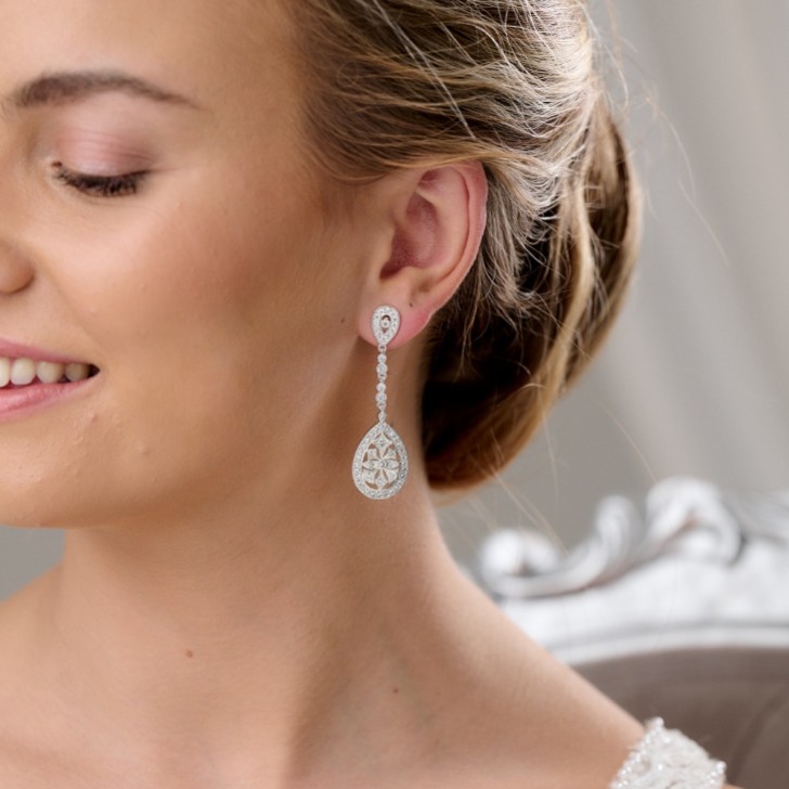 Ritz Vintage Inspired Cubic Zirconia Chandelier Earrings