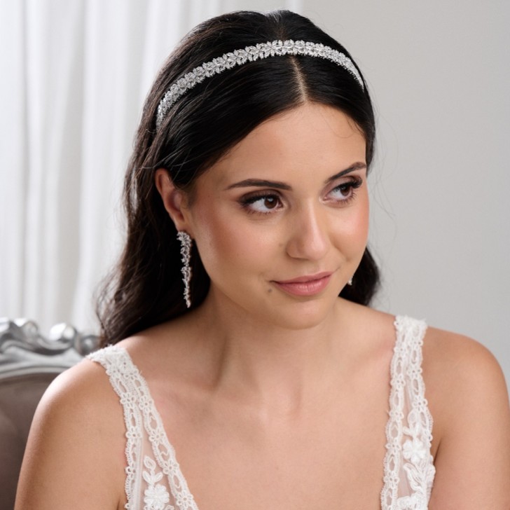 Riviera Silver Crystal Bridal Headband