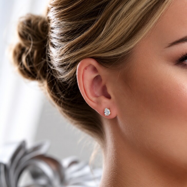 Roma Gold Cubic Zirconia Teardrop Stud Earrings