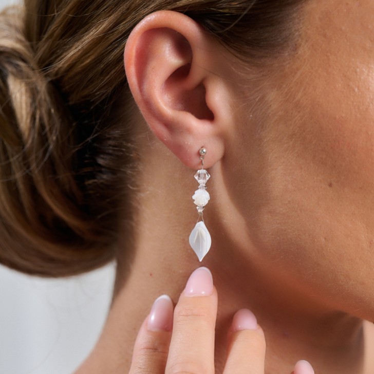 Rosa Mae Pearlescent Floral Drop Earrings