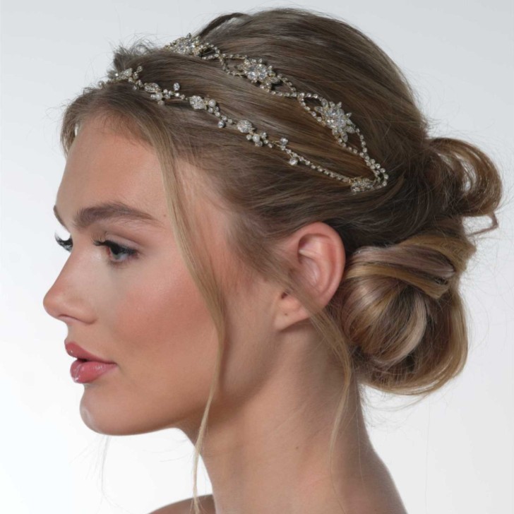 Rosalie Gold Crystal Double Wedding Hair Vine