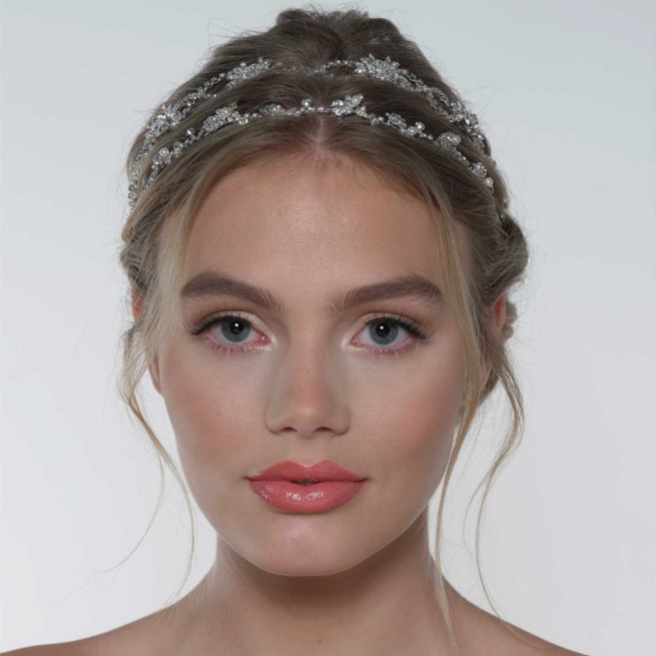 Rosalie Silver Crystal Double Wedding Hair Vine