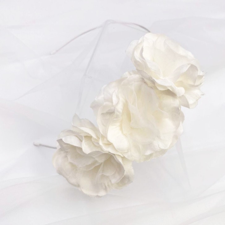 Rosie Three Flower Ivory Flower Girl Headband