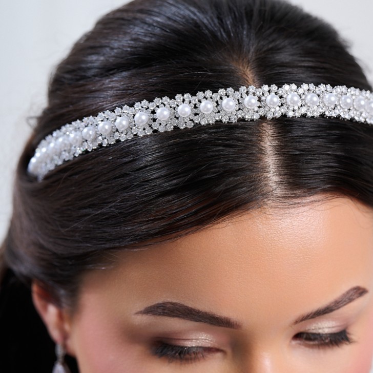 Santorini Pearl and Crystal Wedding Headband