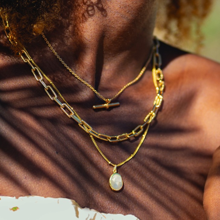 Sarah Alexander Antigua Rainbow Moonstone Gold Gemstone Necklace