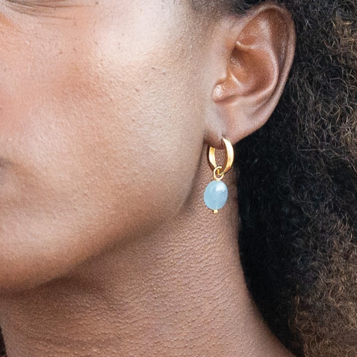 Sarah Alexander Baja Aquamarine Drop Gold Hoop Earrings