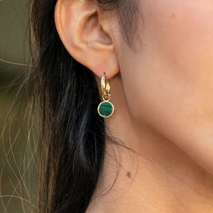 Sarah Alexander Kaori Malachite Round Charm Hoop Earrings