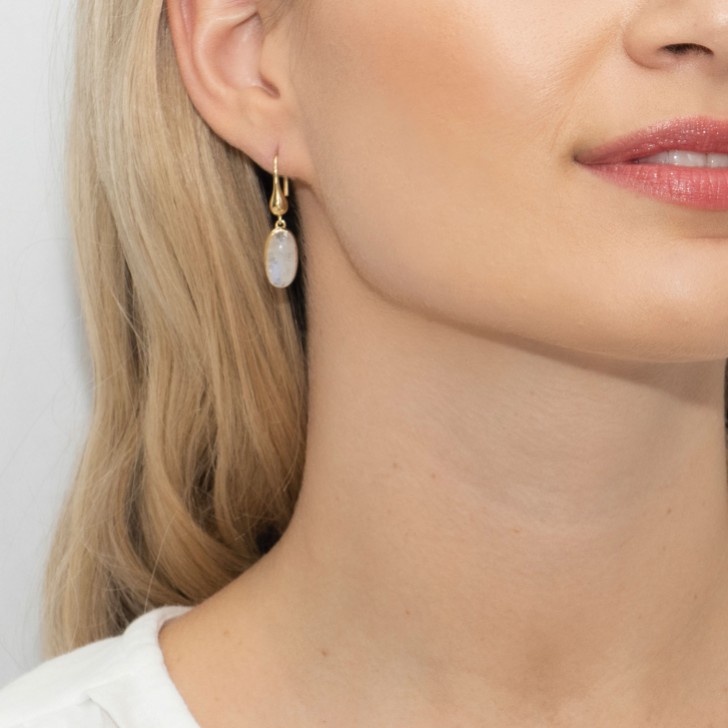 Sarah Alexander Pendants d'oreilles ovales Lark Moonstone